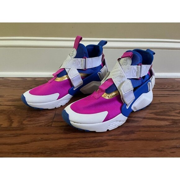 Nike Air Huarache City Racer Blue Fuchsia Blast Gs AJ6662-401 Size 4Y - Picture 1 of 6